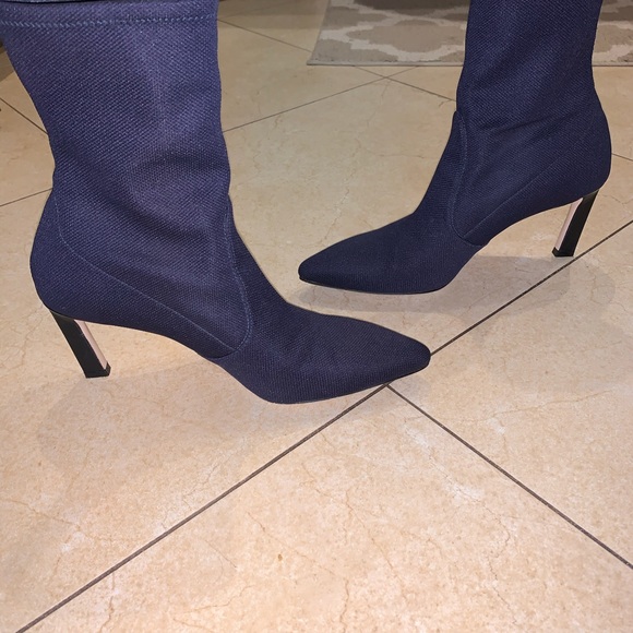Stuart Weitzman Rapture navy blue sock booties 7.5 - Picture 5 of 15